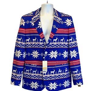 OPPO Suits Men's Nordic Noel Ugly Christmas Blazer Size 38 NWT